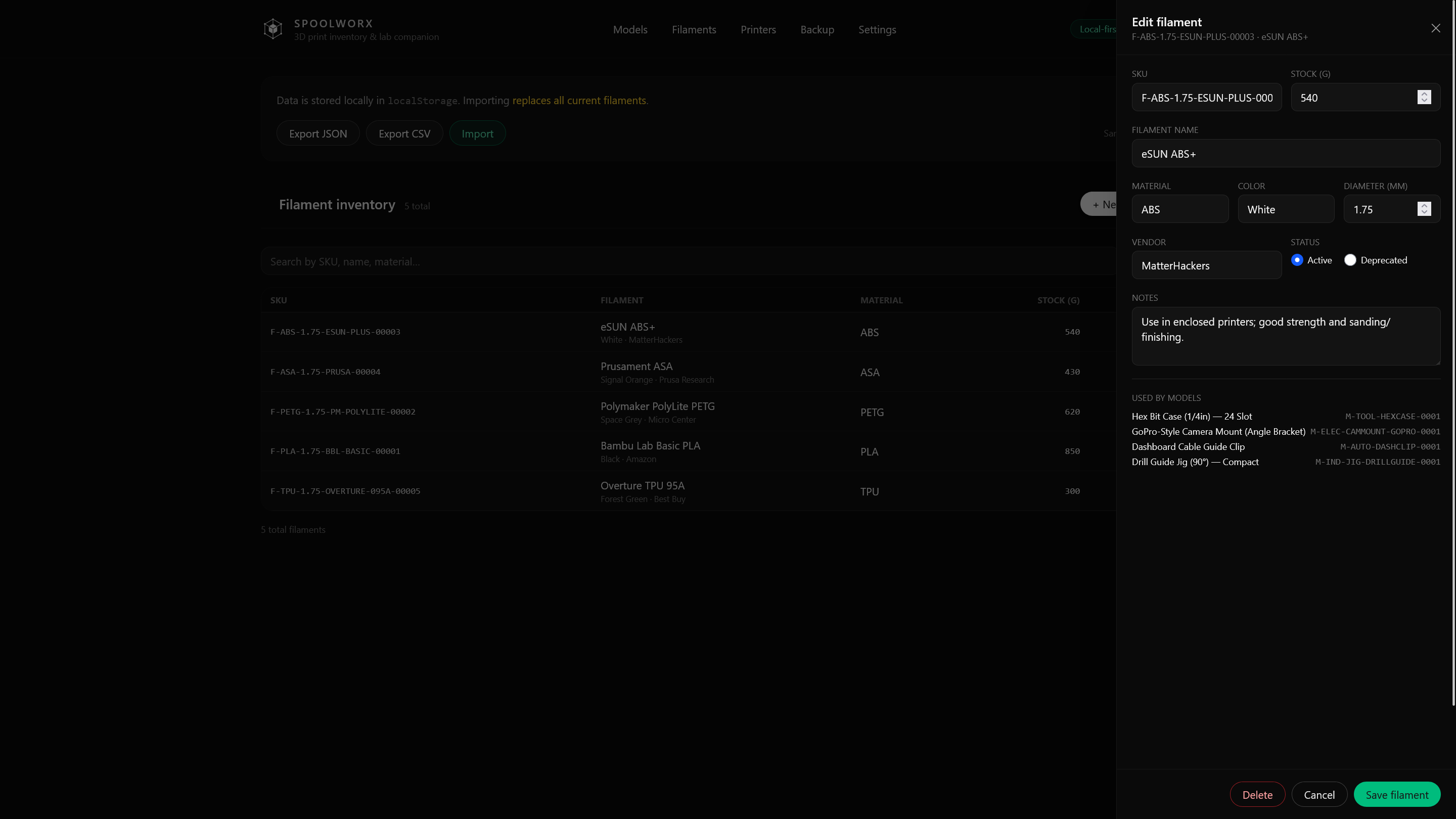 Filaments screenshot